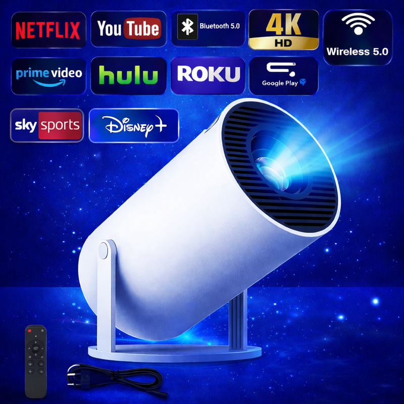 Wireless Mini Projector – 4k + WiFi & Bluetooth